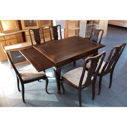 Jídelní stůl rozkládací + 6x židle / masiv