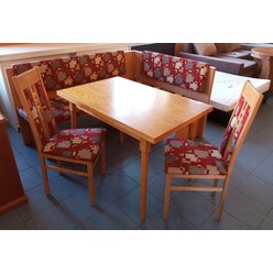 Kuchyňská rohová lavice + jídelní stůl + 2x židle